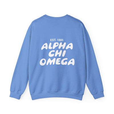 Alpha Chi Omega Bubble Font Sorority Crewneck Sweatshirt | Alpha Chi AXO Trendy Sweatshirt | Big Little Gift | Recruitment Gift