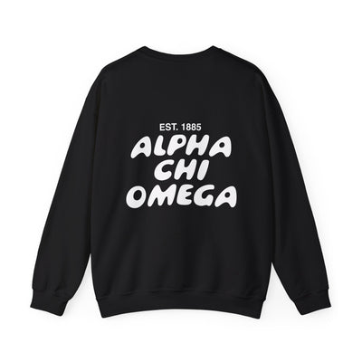 Alpha Chi Omega Bubble Font Sorority Crewneck Sweatshirt | Alpha Chi AXO Trendy Sweatshirt | Big Little Gift | Recruitment Gift