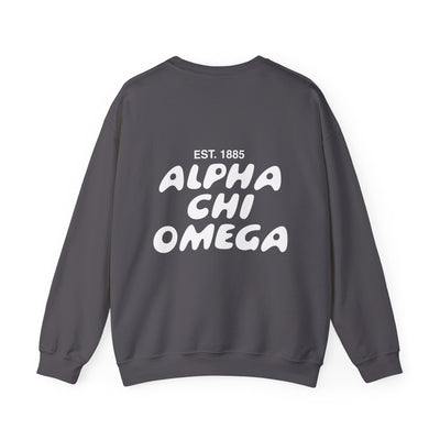 Alpha Chi Omega Bubble Font Sorority Crewneck Sweatshirt | Alpha Chi AXO Trendy Sweatshirt | Big Little Gift | Recruitment Gift