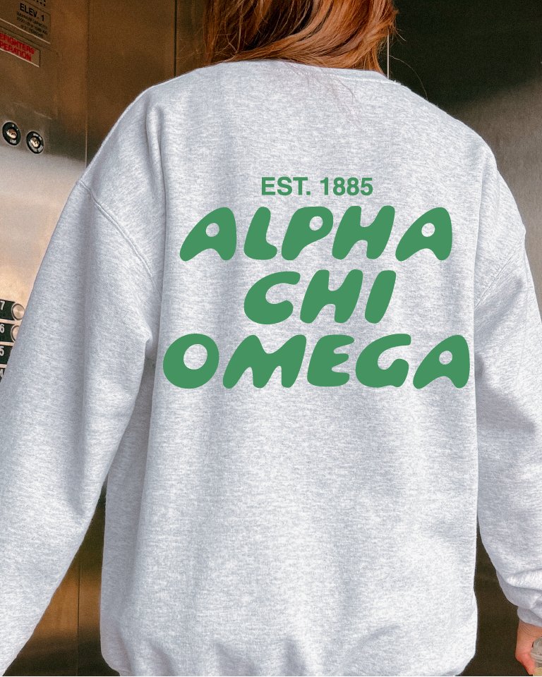 Alpha Chi Omega Bubble Font Sorority Crewneck Sweatshirt | Alpha Chi AXO Trendy Sweatshirt | Big Little Gift | Recruitment Gift