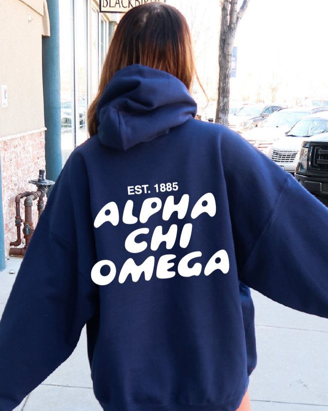 Alpha Chi Omega Bubble Font Sorority Hoodie | Alpha Chi AXO Trendy Sweatshirt | Big Little Gift | Recruitment Gift