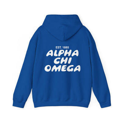 Alpha Chi Omega Bubble Font Sorority Hoodie | Alpha Chi AXO Trendy Sweatshirt | Big Little Gift | Recruitment Gift