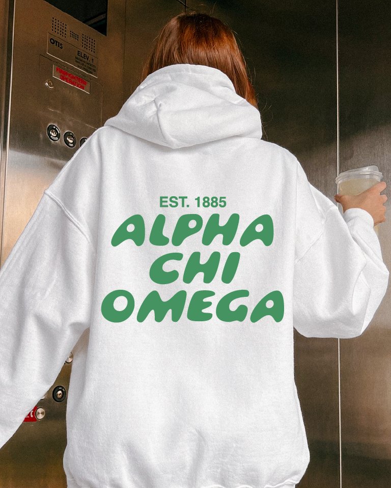 Alpha Chi Omega Bubble Font Sorority Hoodie | Alpha Chi AXO Trendy Sweatshirt | Big Little Gift | Recruitment Gift