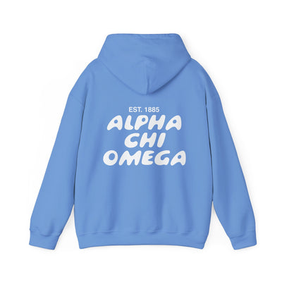 Alpha Chi Omega Bubble Font Sorority Hoodie | Alpha Chi AXO Trendy Sweatshirt | Big Little Gift | Recruitment Gift