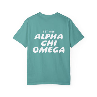 Alpha Chi Omega Bubble Letter T-Shirt | AXO Trendy College Greek Custom Oversized Shirt | Big Little Sorority T Shirt Gift