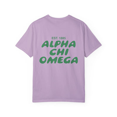 Alpha Chi Omega Bubble Letter T-Shirt | AXO Trendy College Greek Custom Oversized Shirt | Big Little Sorority T Shirt Gift