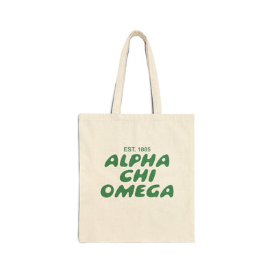 Alpha Chi Omega Bubble Text Trendy Tote Bag | AXO College Sorority Beach Bag | Big Little Gift