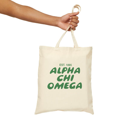 Alpha Chi Omega Bubble Text Trendy Tote Bag | AXO College Sorority Beach Bag | Big Little Gift