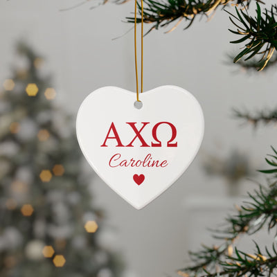 Alpha Chi Omega Customizable Trendy Red Letter Ornament Gift | AXO Holiday Christmas Gift | Sorority Ornament | Your Name