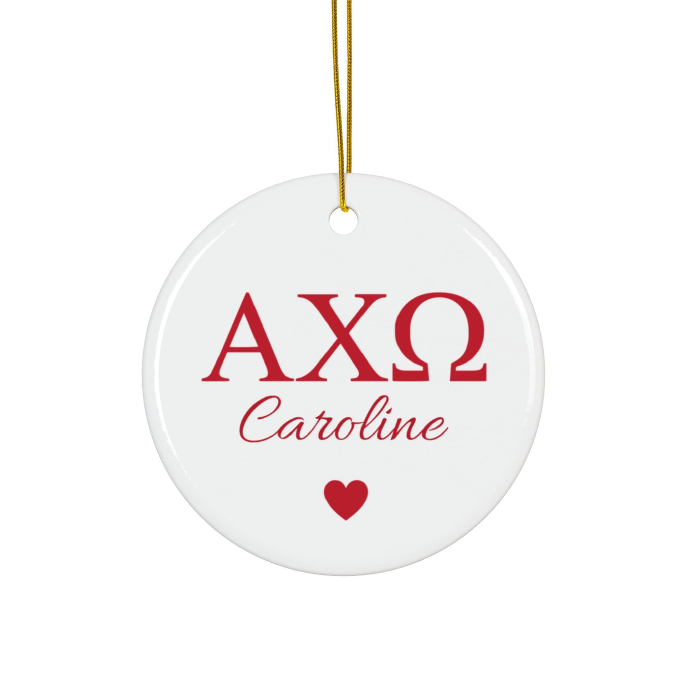 Alpha Chi Omega Customizable Trendy Red Letter Ornament Gift | AXO Holiday Christmas Gift | Sorority Ornament | Your Name