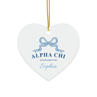 Alpha Chi Omega Customizable Trendy Ribbon Ornament Gift | AXO Holiday Christmas Gift | Sorority Ornament | Your Name