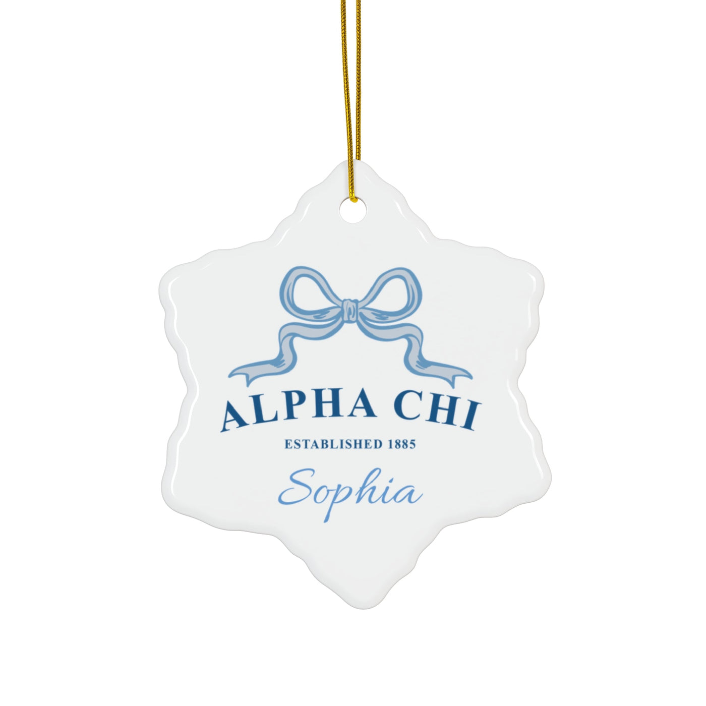 Alpha Chi Omega Customizable Trendy Ribbon Ornament Gift | AXO Holiday Christmas Gift | Sorority Ornament | Your Name