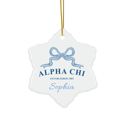 Alpha Chi Omega Customizable Trendy Ribbon Ornament Gift | AXO Holiday Christmas Gift | Sorority Ornament | Your Name