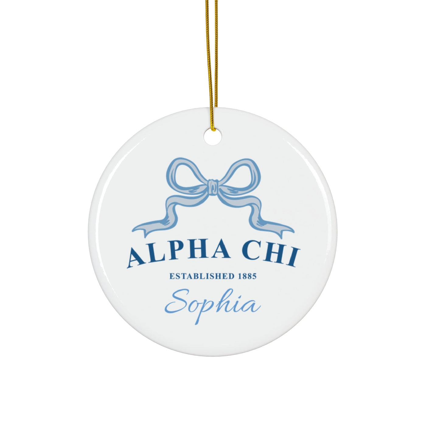 Alpha Chi Omega Customizable Trendy Ribbon Ornament Gift | AXO Holiday Christmas Gift | Sorority Ornament | Your Name