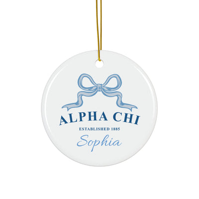 Alpha Chi Omega Customizable Trendy Ribbon Ornament Gift | AXO Holiday Christmas Gift | Sorority Ornament | Your Name