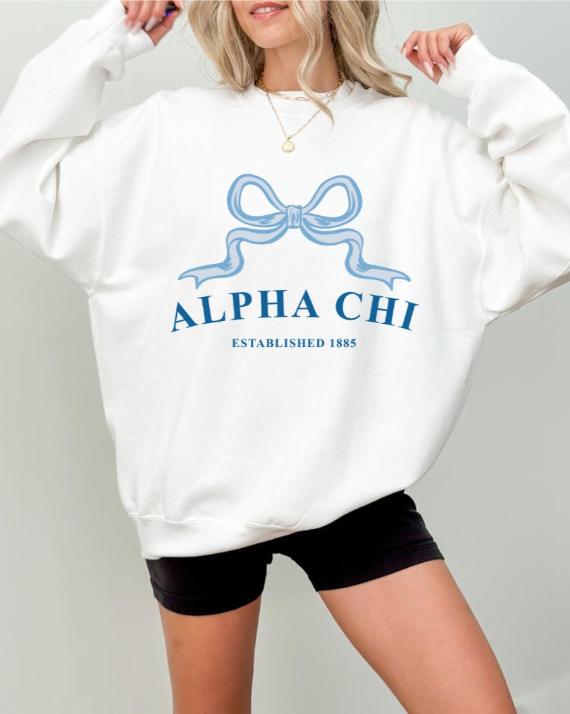 Alpha Chi Omega Ribbon Sorority Crewneck AXO Trendy Sweatshirt Big Little Recruitment Gift