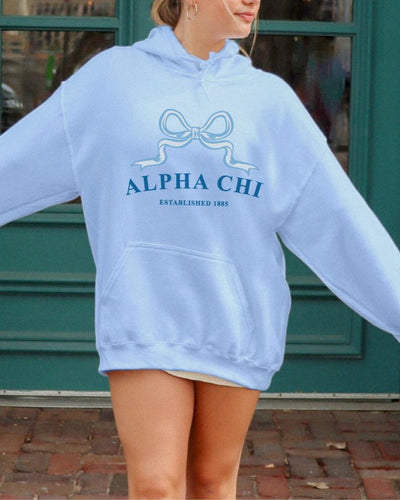 Alpha Chi Omega Ribbon Sorority Hoodie AXO Trendy Sweatshirt Big Little Recruitment Gift