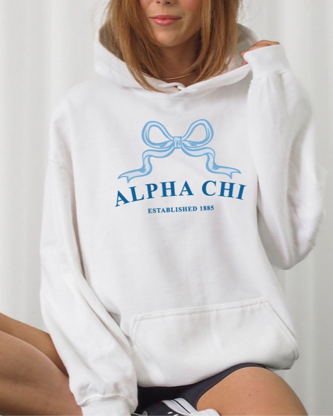 Alpha Chi Omega Ribbon Sorority Hoodie AXO Trendy Sweatshirt Big Little Recruitment Gift