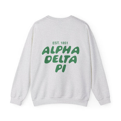 Alpha Delta Pi Bubble Font Sorority Crewneck Sweatshirt | ADPi Trendy Sweatshirt | Big Little Gift | Recruitment Gift