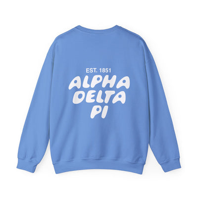 Alpha Delta Pi Bubble Font Sorority Crewneck Sweatshirt | ADPi Trendy Sweatshirt | Big Little Gift | Recruitment Gift