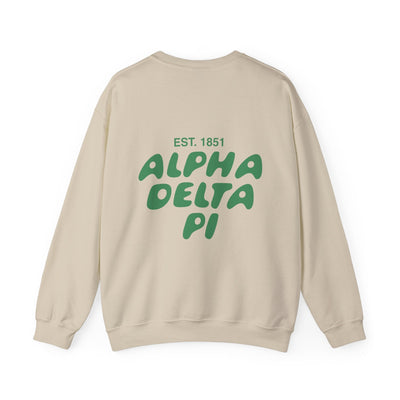 Alpha Delta Pi Bubble Font Sorority Crewneck Sweatshirt | ADPi Trendy Sweatshirt | Big Little Gift | Recruitment Gift