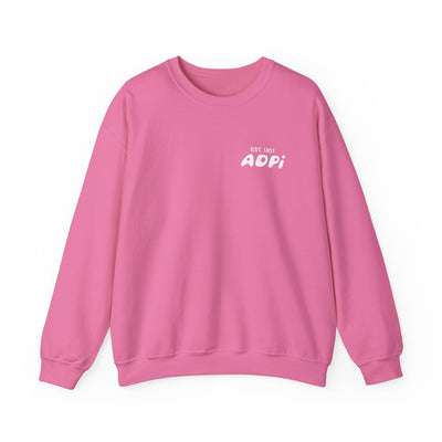 Alpha Delta Pi Bubble Font Sorority Crewneck Sweatshirt | ADPi Trendy Sweatshirt | Big Little Gift | Recruitment Gift