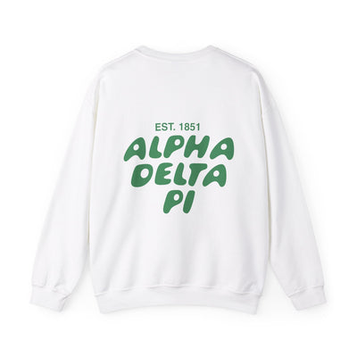 Alpha Delta Pi Bubble Font Sorority Crewneck Sweatshirt | ADPi Trendy Sweatshirt | Big Little Gift | Recruitment Gift