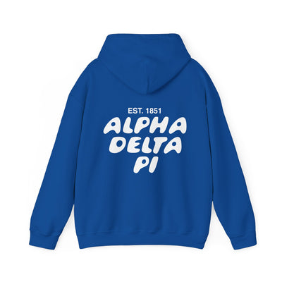 Alpha Delta Pi Bubble Font Sorority Hoodie | ADPi Trendy Sweatshirt | Big Little Gift | Recruitment Gift