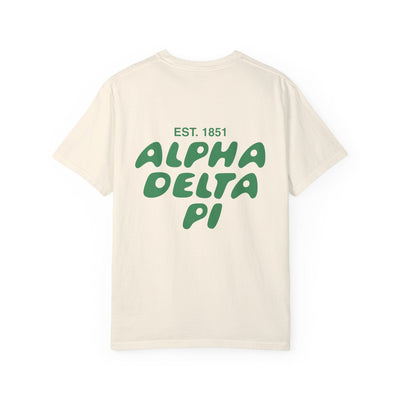 Alpha Delta Pi Bubble Letter T-Shirt | ADPi Trendy College Greek Custom Oversized Shirt | Big Little Sorority T Shirt Gift