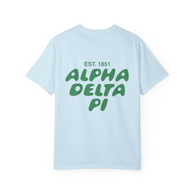 Alpha Delta Pi Bubble Letter T-Shirt | ADPi Trendy College Greek Custom Oversized Shirt | Big Little Sorority T Shirt Gift