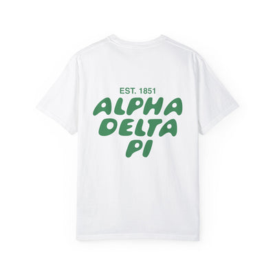 Alpha Delta Pi Bubble Letter T-Shirt | ADPi Trendy College Greek Custom Oversized Shirt | Big Little Sorority T Shirt Gift