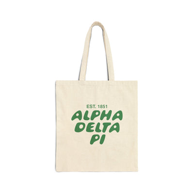 Alpha Delta Pi Bubble Text Trendy Tote Bag | ADPi College Sorority Beach Bag | Big Little Gift