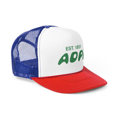 Alpha Delta Pi Bubble Text Trendy Trucker Hat | ADPi Bid Day Recruitment Gift | Big Little Gift