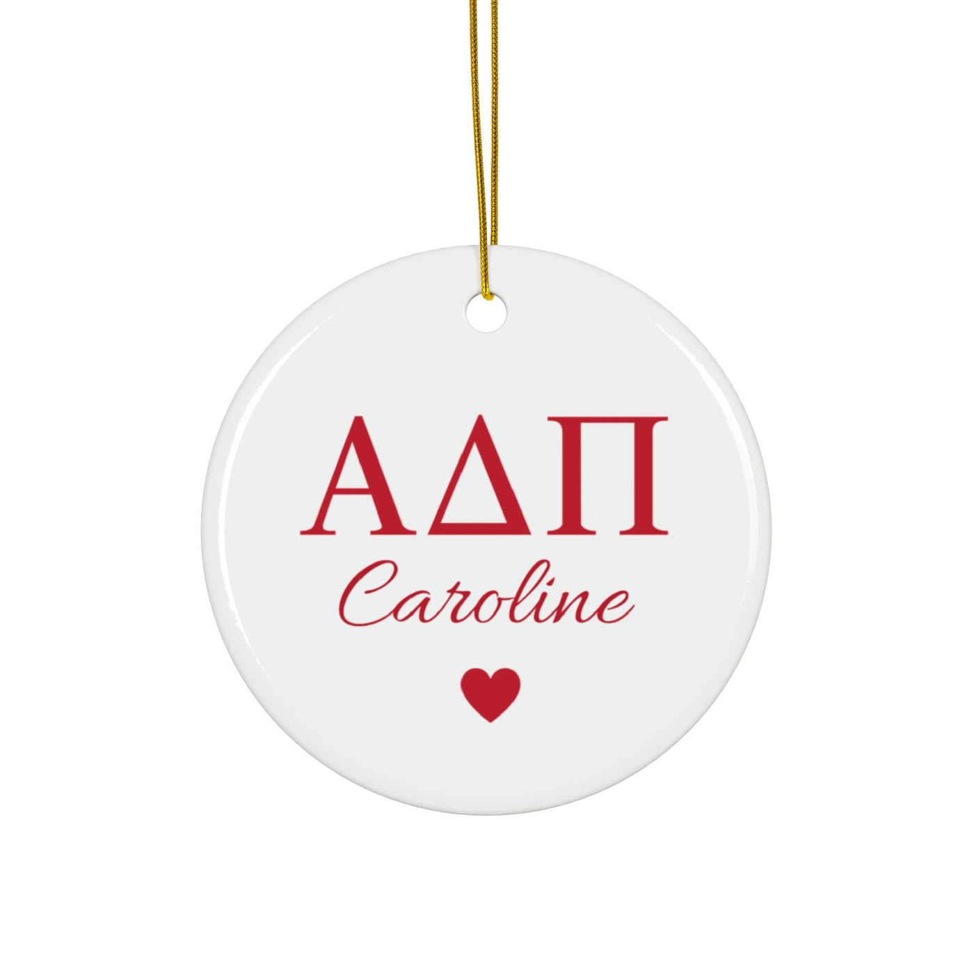 Alpha Delta Pi Customizable Trendy Red Letter Ornament Gift | ADPi Holiday Christmas Gift | Sorority Ornament | Your Name