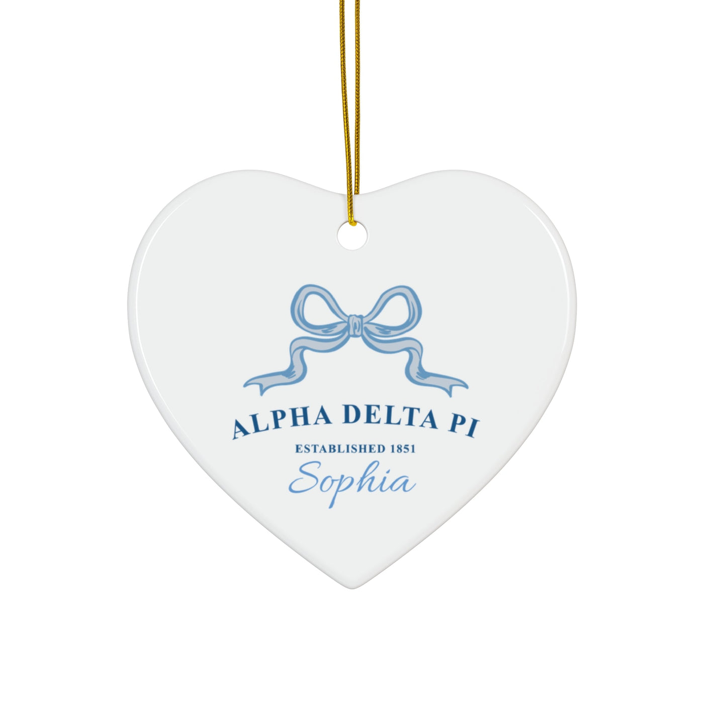 Alpha Delta Pi Customizable Trendy Ribbon Ornament Gift | ADPi Holiday Christmas Gift | Sorority Ornament | Your Name