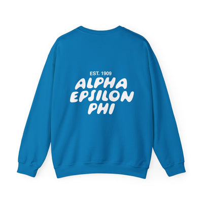 Alpha Epsilon Phi Bubble Font Sorority Crewneck Sweatshirt | AEPhi Trendy Sweatshirt | Big Little Gift | Recruitment Gift