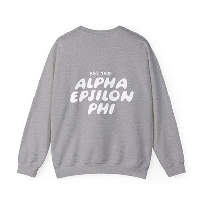 Alpha Epsilon Phi Bubble Font Sorority Crewneck Sweatshirt | AEPhi Trendy Sweatshirt | Big Little Gift | Recruitment Gift