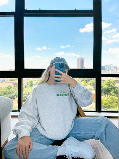 Alpha Epsilon Phi Bubble Font Sorority Crewneck Sweatshirt | AEPhi Trendy Sweatshirt | Big Little Gift | Recruitment Gift