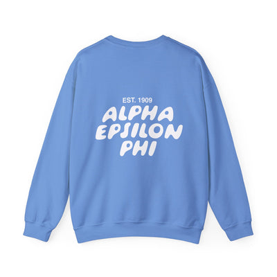 Alpha Epsilon Phi Bubble Font Sorority Crewneck Sweatshirt | AEPhi Trendy Sweatshirt | Big Little Gift | Recruitment Gift