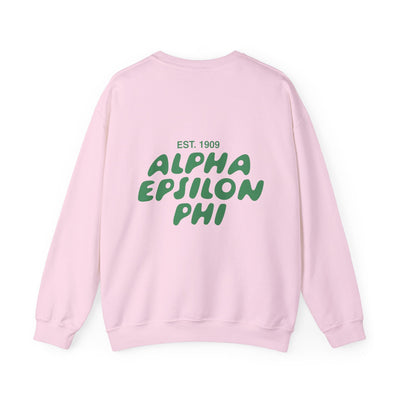 Alpha Epsilon Phi Bubble Font Sorority Crewneck Sweatshirt | AEPhi Trendy Sweatshirt | Big Little Gift | Recruitment Gift