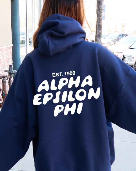 Alpha Epsilon Phi Bubble Font Sorority Hoodie | AEPhi Trendy Sweatshirt | Big Little Gift | Recruitment Gift