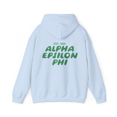 Alpha Epsilon Phi Bubble Font Sorority Hoodie | AEPhi Trendy Sweatshirt | Big Little Gift | Recruitment Gift