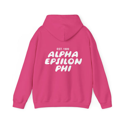 Alpha Epsilon Phi Bubble Font Sorority Hoodie | AEPhi Trendy Sweatshirt | Big Little Gift | Recruitment Gift