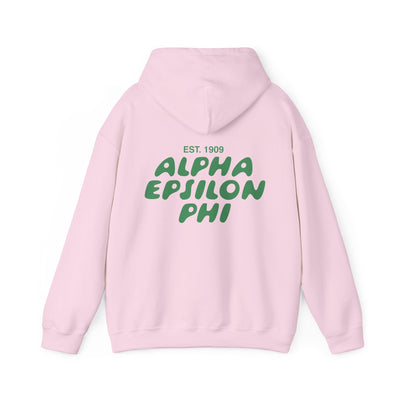 Alpha Epsilon Phi Bubble Font Sorority Hoodie | AEPhi Trendy Sweatshirt | Big Little Gift | Recruitment Gift