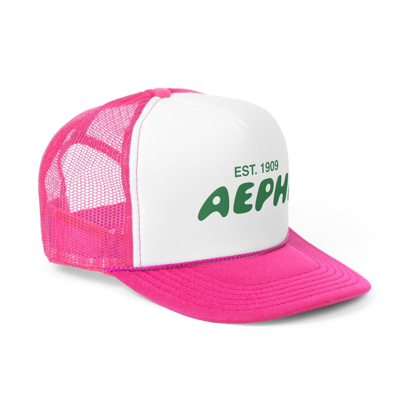 Alpha Epsilon Phi Bubble Text Trendy Trucker Hat | AEPhi Bid Day Recruitment Gift | Big Little Gift