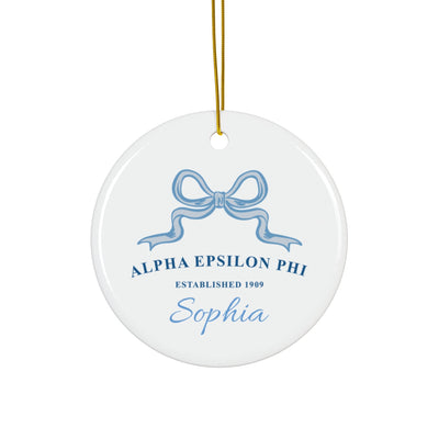 Alpha Epsilon Phi Customizable Trendy Ribbon Ornament Gift | AEPhi Holiday Christmas Gift | Sorority Ornament | Your Name