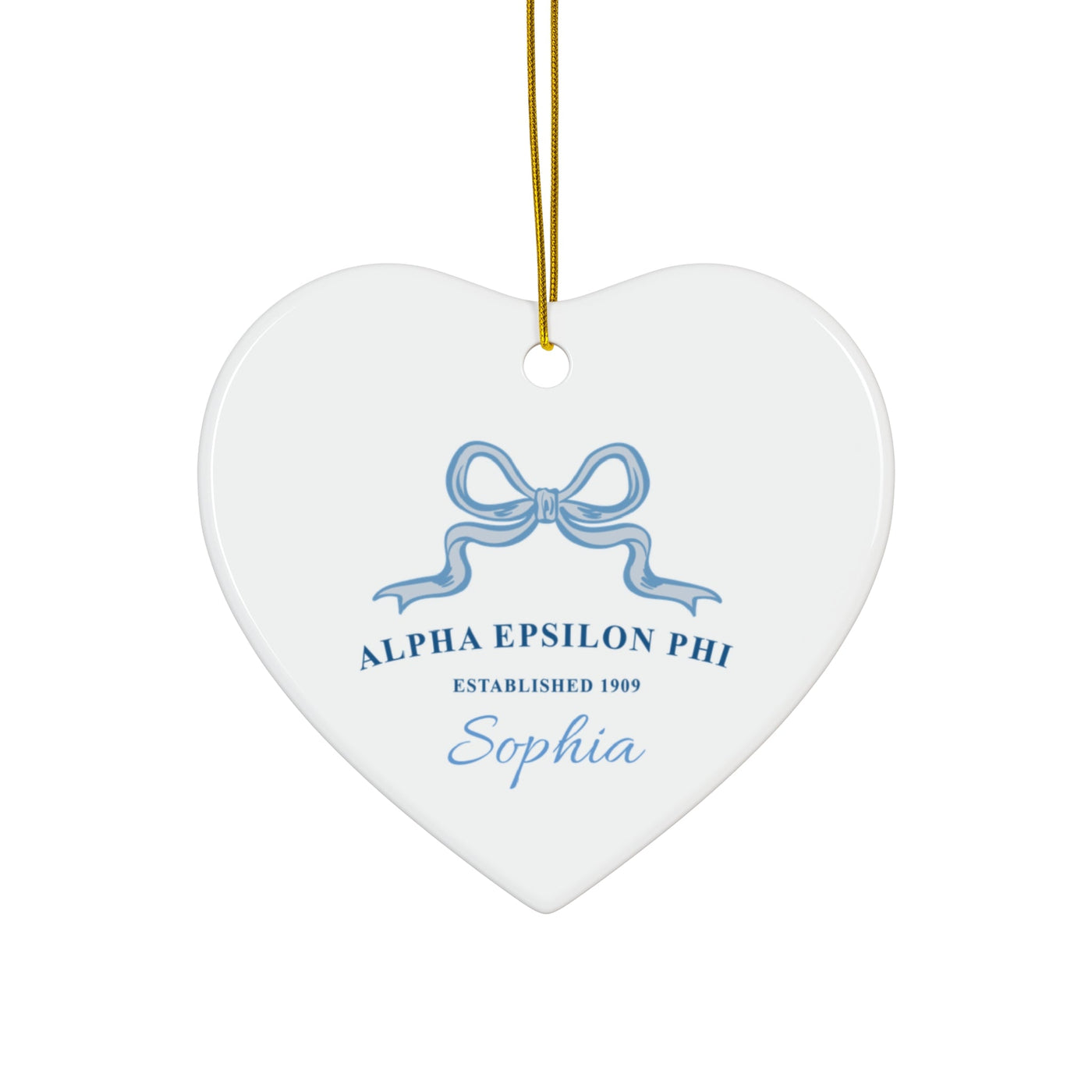 Alpha Epsilon Phi Customizable Trendy Ribbon Ornament Gift | AEPhi Holiday Christmas Gift | Sorority Ornament | Your Name