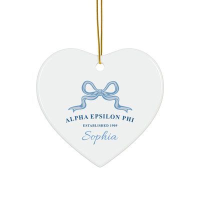 Alpha Epsilon Phi Customizable Trendy Ribbon Ornament Gift | AEPhi Holiday Christmas Gift | Sorority Ornament | Your Name