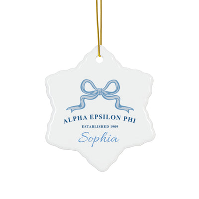 Alpha Epsilon Phi Customizable Trendy Ribbon Ornament Gift | AEPhi Holiday Christmas Gift | Sorority Ornament | Your Name