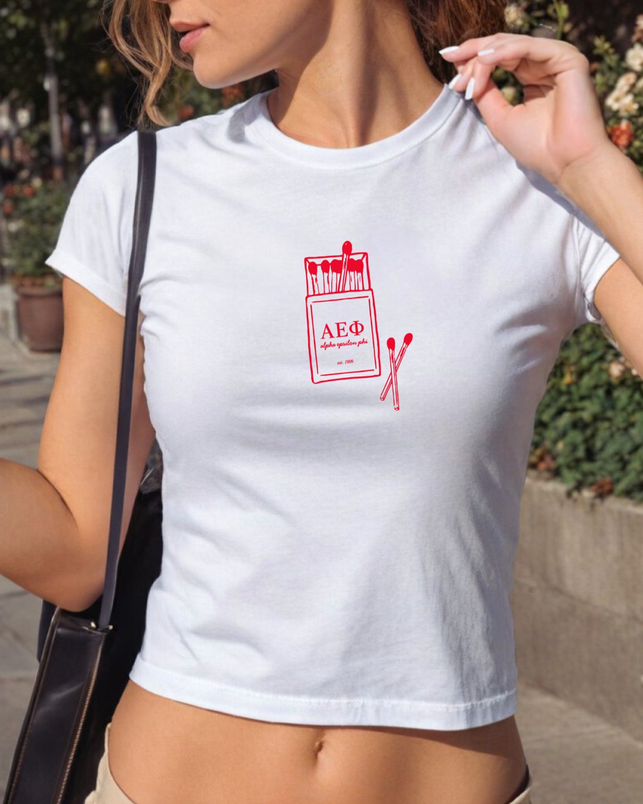 Alpha Epsilon Phi Matchbook Sorority Crop Top | AEPhi Sorority Baby Tee | Y2K 2000s Sorority T-Shirt Crop Top | Bid Day Recruitment Gift